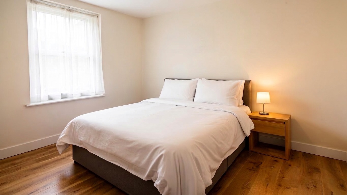 Airbnb bedroom after cleaning